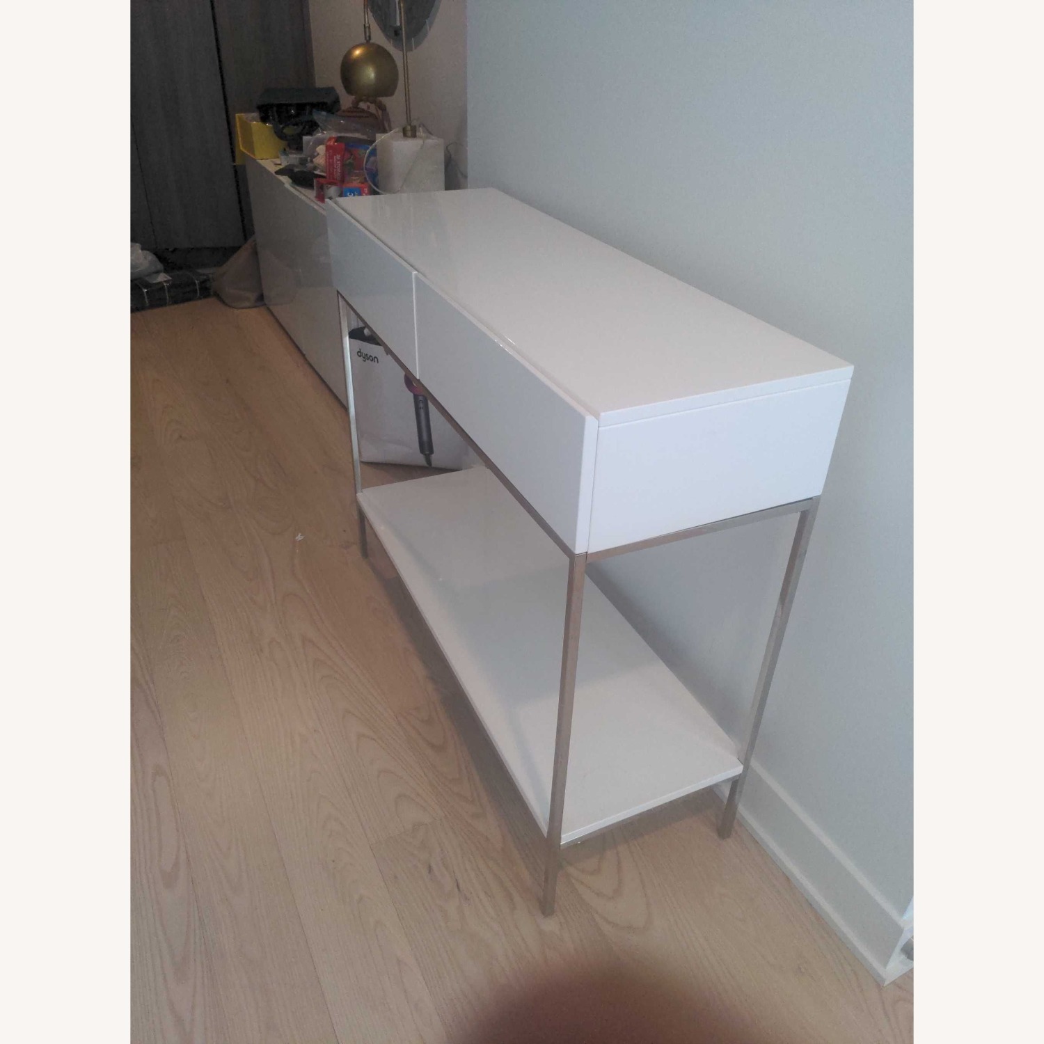 West Elm White Lacquer Storage Console - image-5