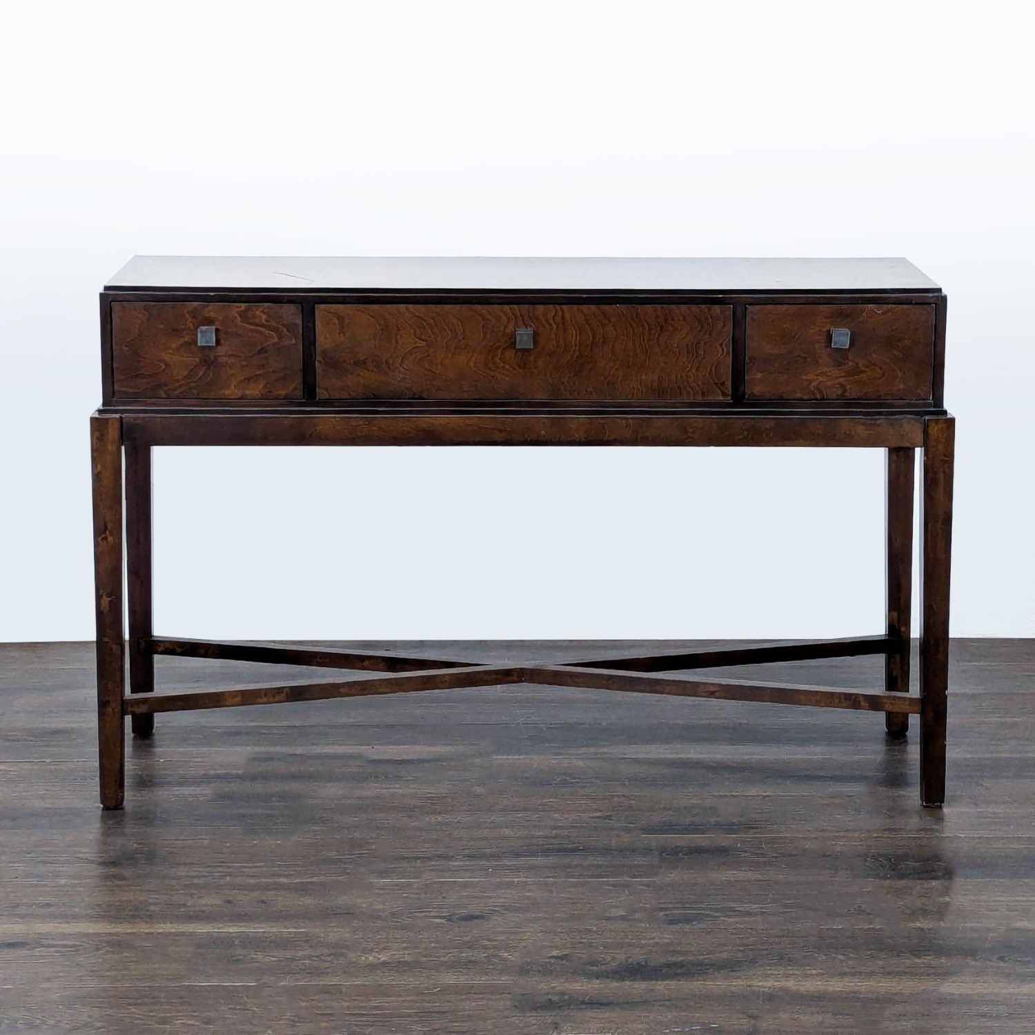 Three Drawer Wood Console Table	 - image-7