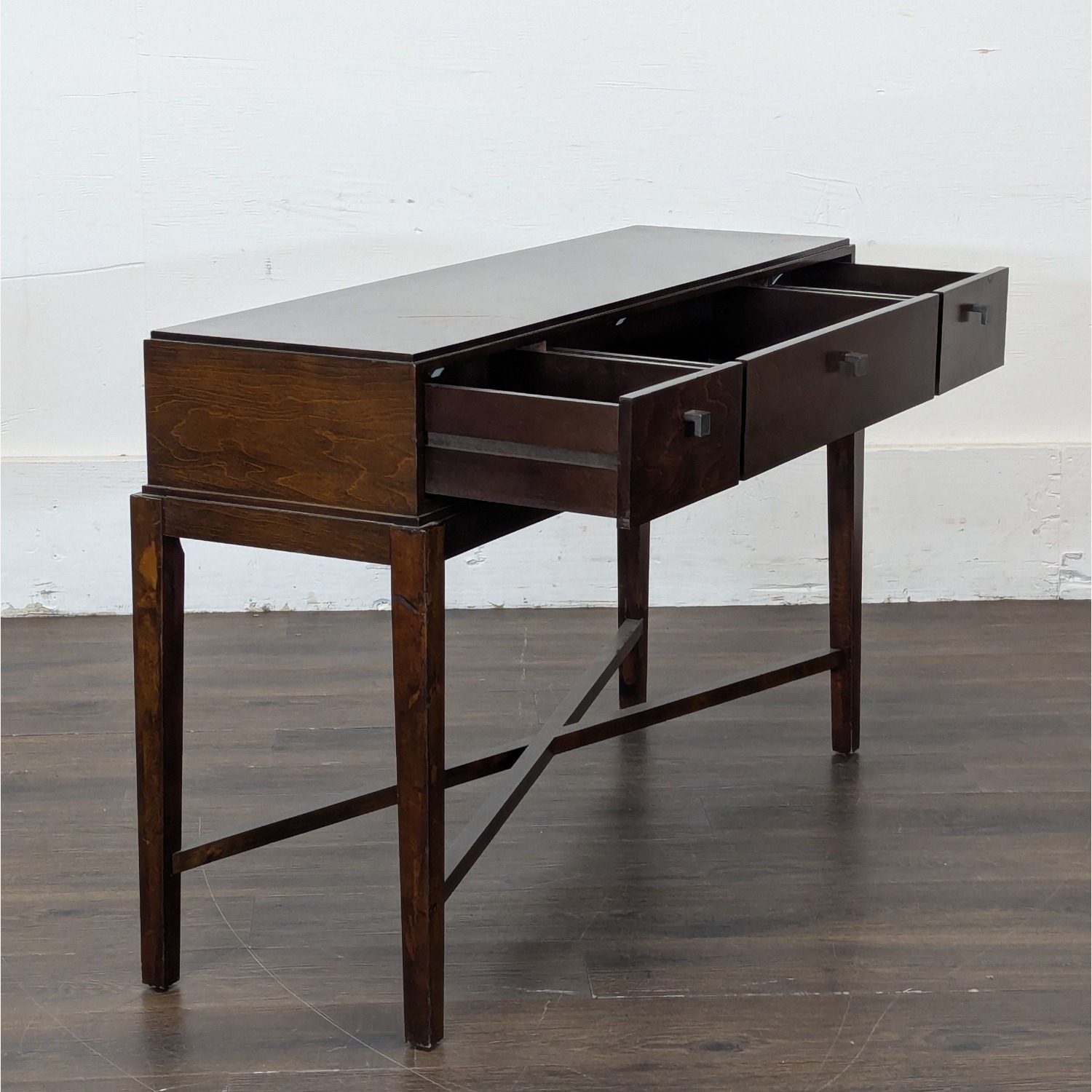 Three Drawer Wood Console Table	 - image-4