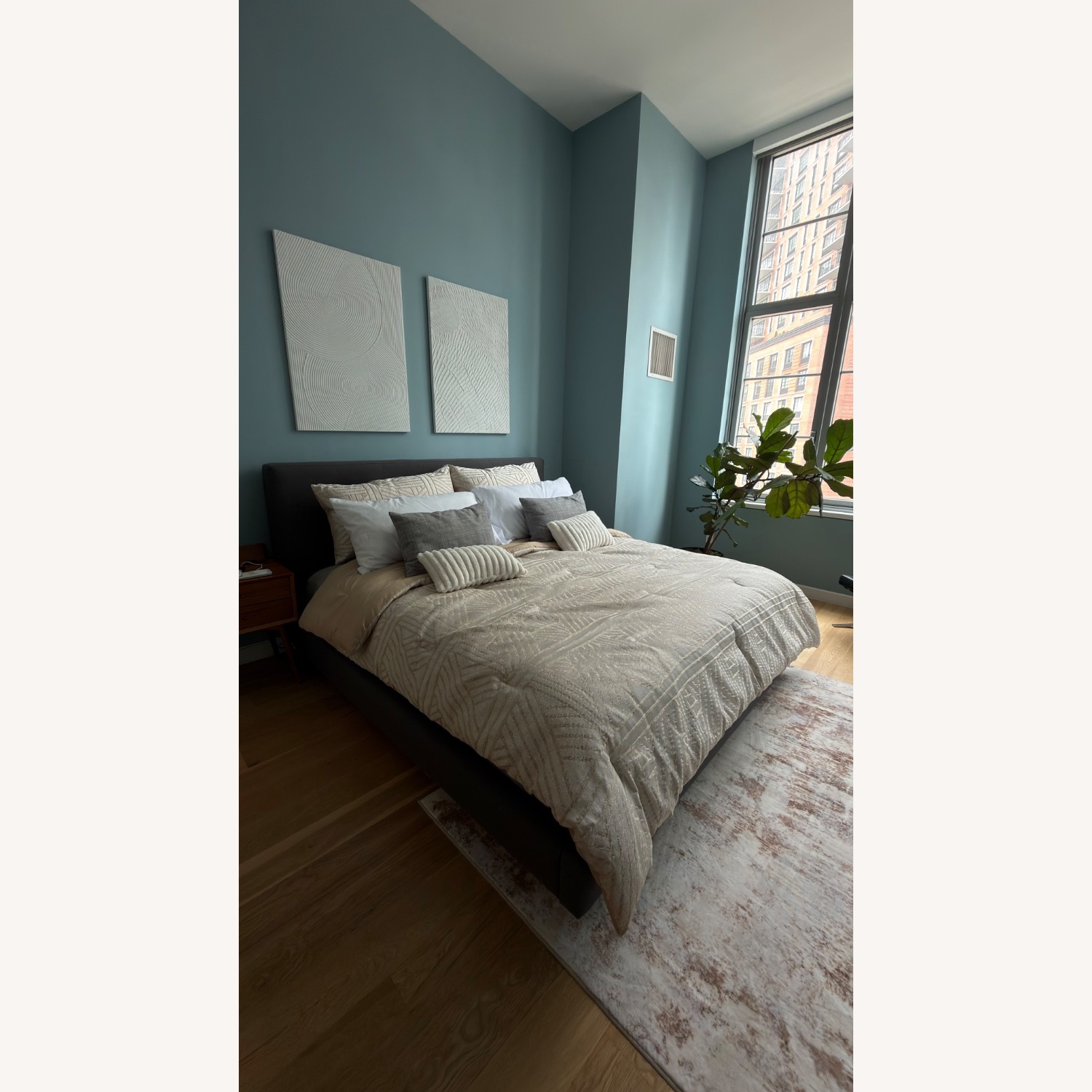 Crate & Barrel Tate Dark Gray Fabric King Bed - image-1