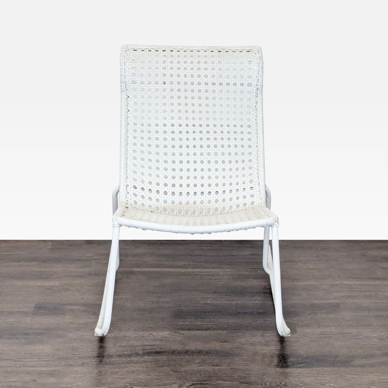 White Wicker and Metal Rocking Chair - image-5