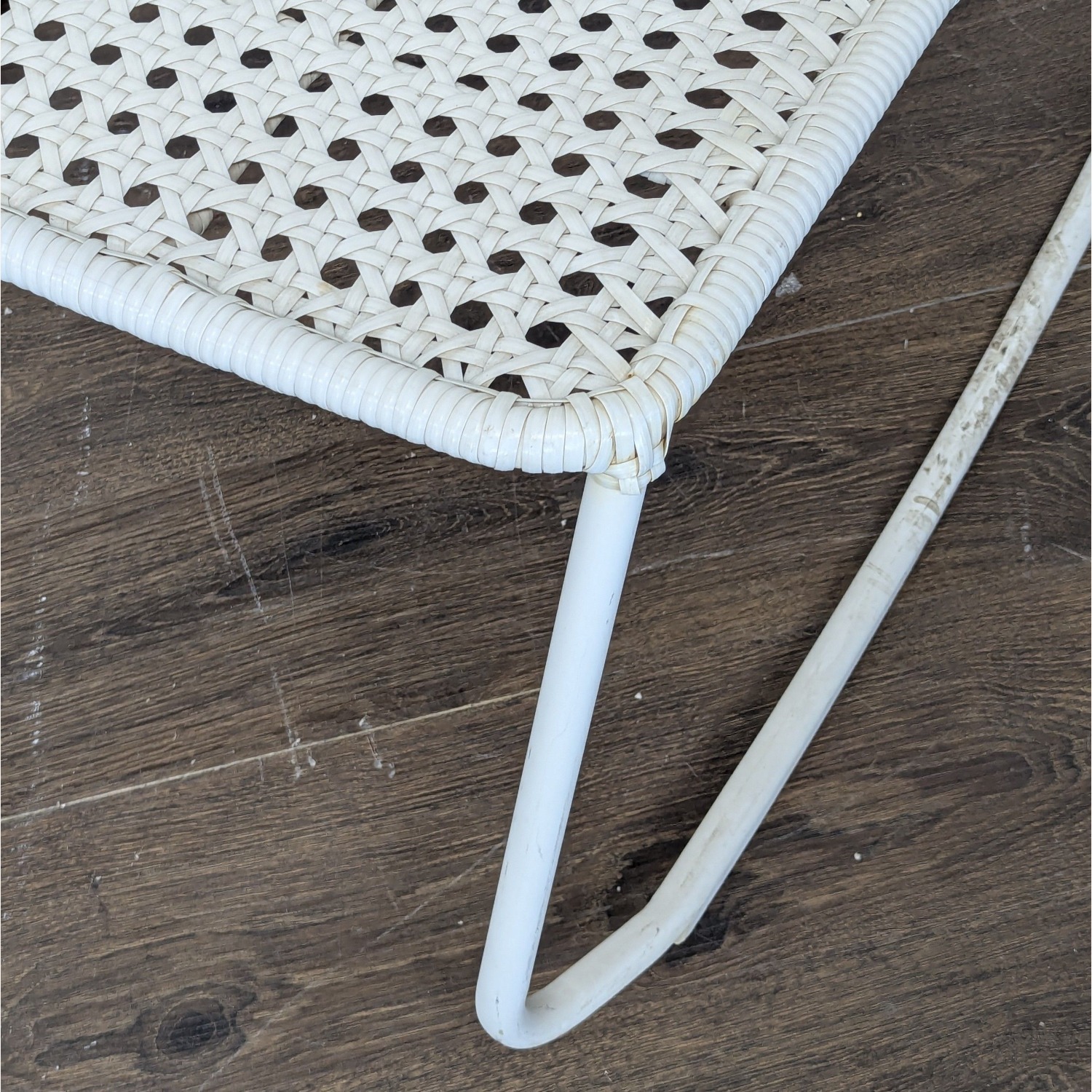 White Wicker and Metal Rocking Chair - image-1