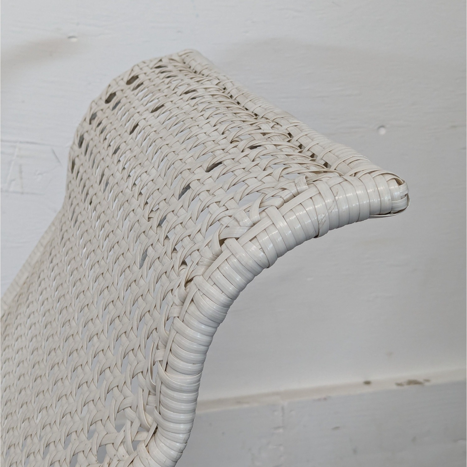 White Wicker and Metal Rocking Chair - image-2