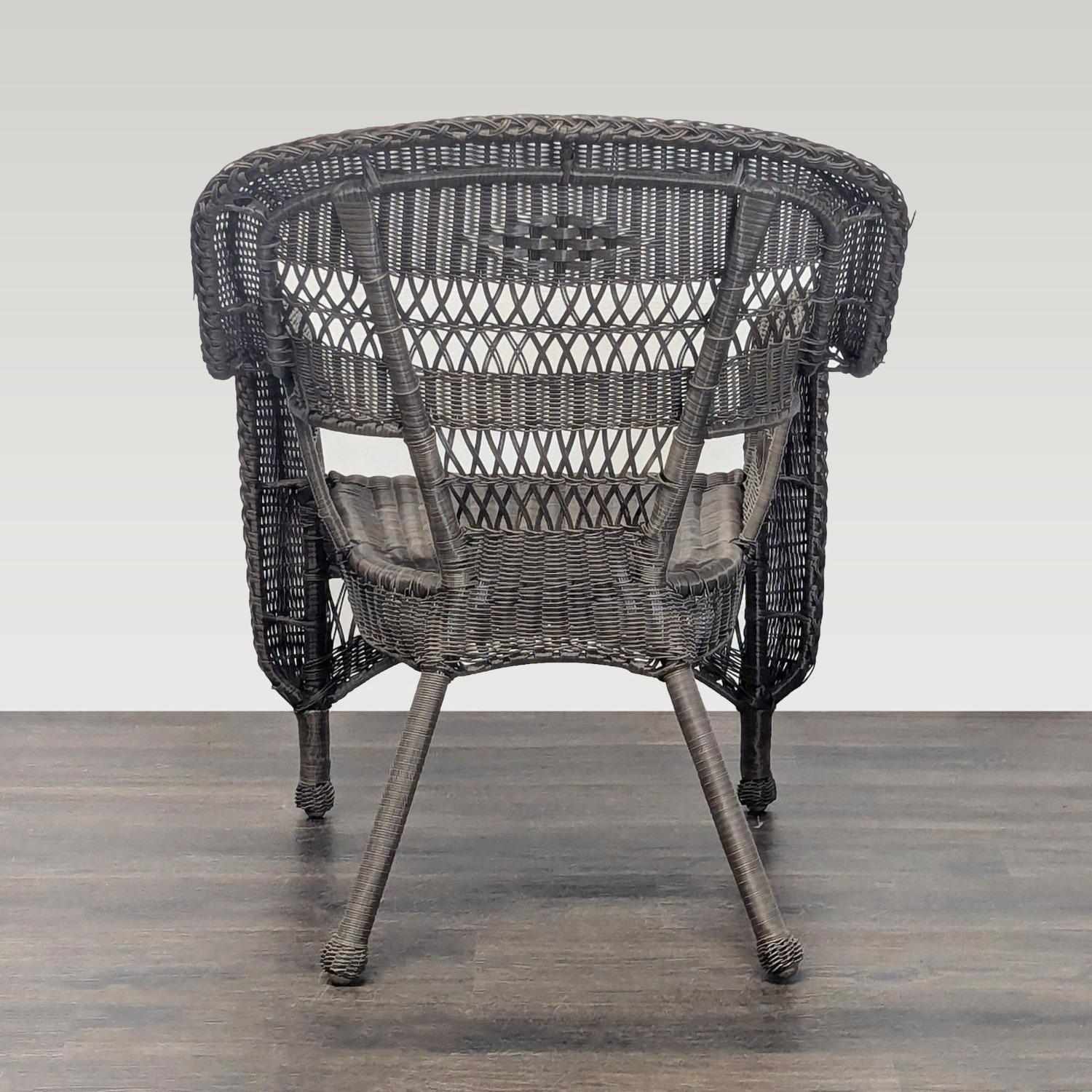 Classic Brown Wicker Outdoor Arm Chair - image-5