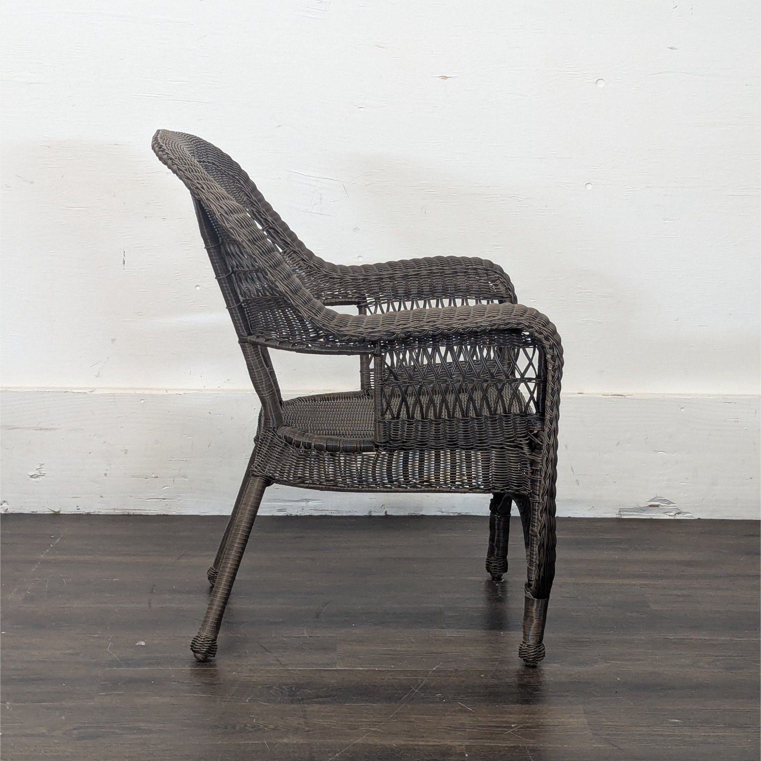 Classic Brown Wicker Outdoor Arm Chair - image-4