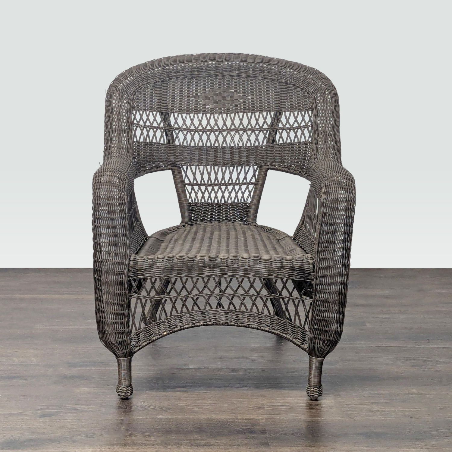 Classic Brown Wicker Outdoor Arm Chair - image-6
