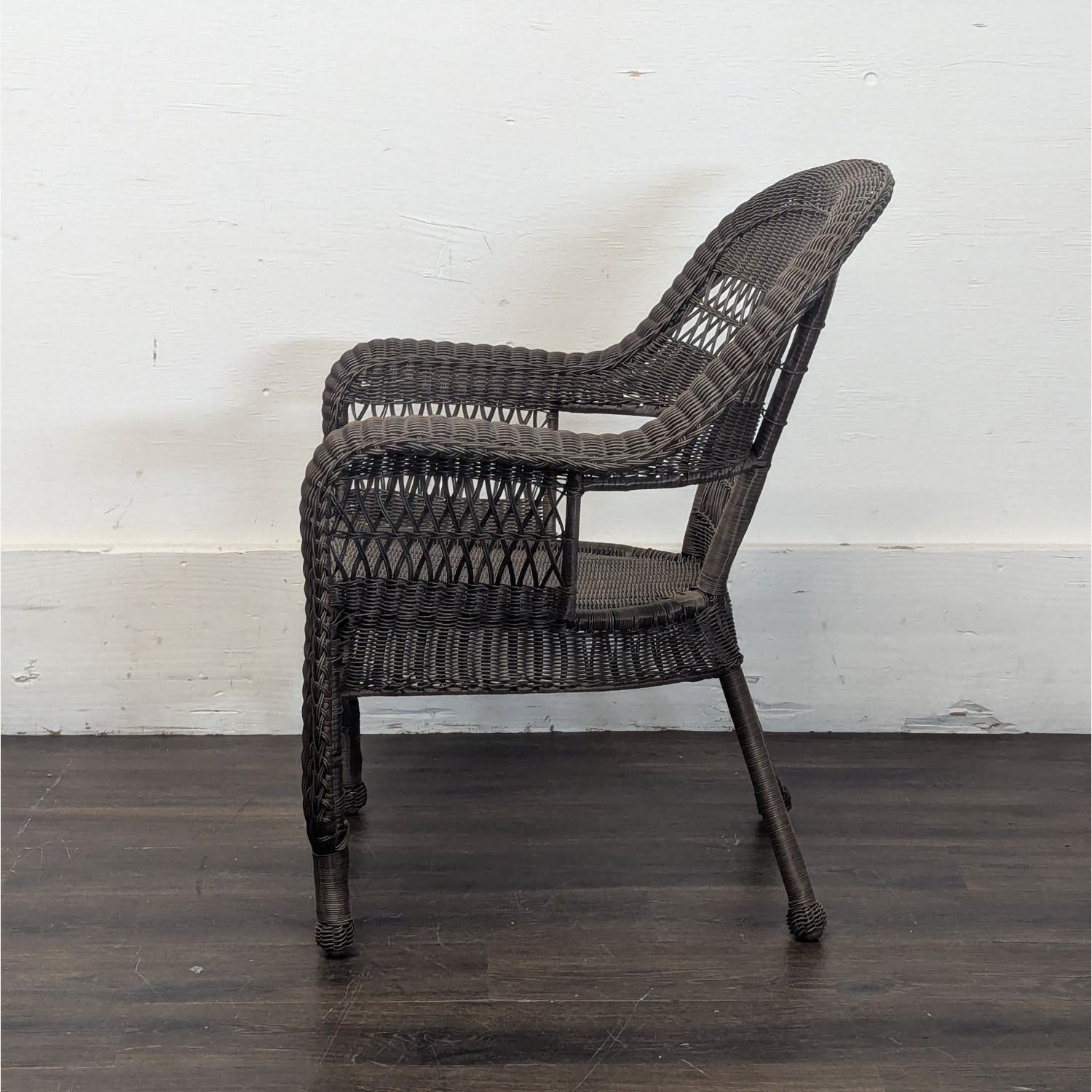 Classic Brown Wicker Outdoor Arm Chair - image-2