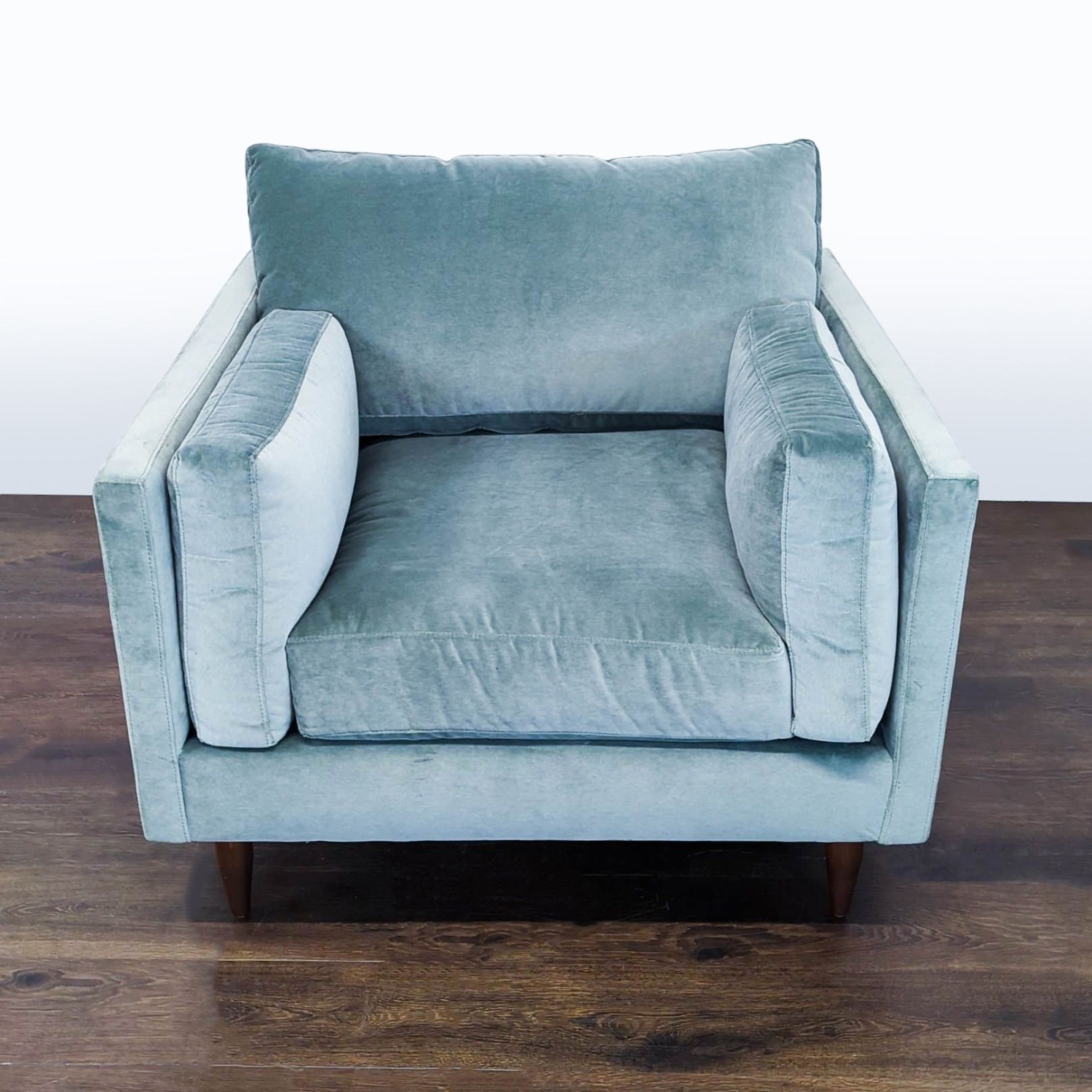 Modern Light Blue Velvet Lounge Chair  - image-4
