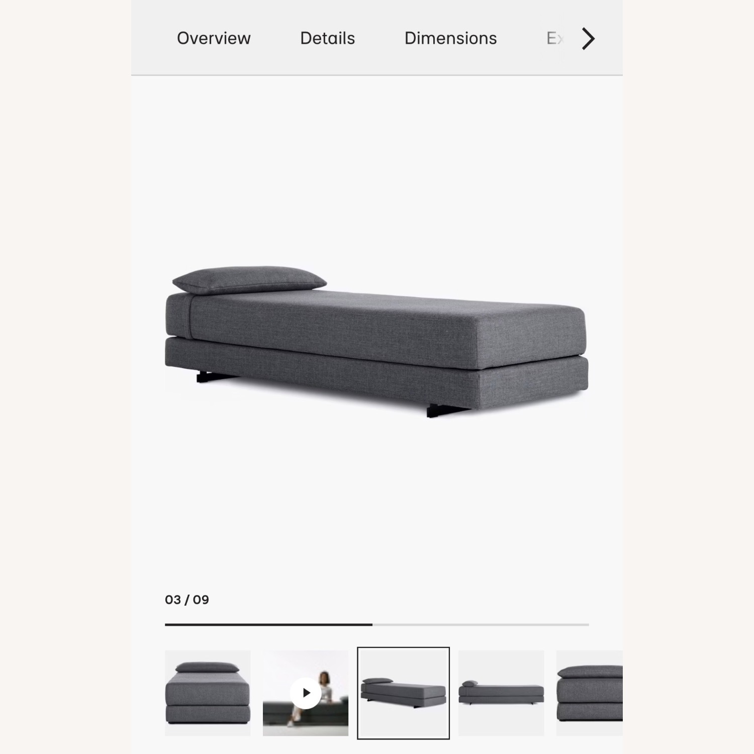 Design Within Reach Dark Gray Fabric Daybed - image-1