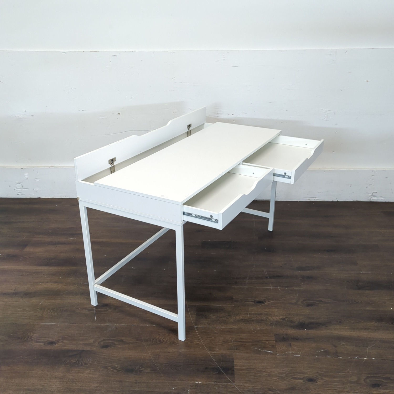 Modern White Desk with Two Drawers  - image-3