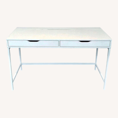 Used Modern White Desk with Two Drawers  for sale on AptDeco