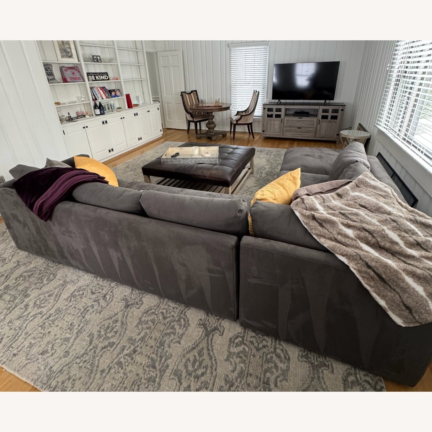 Room & Board Oxford Gray Suede Sleeper Sofa & Ottoman - image-3