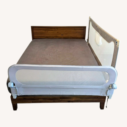 Used Serta Vivek Deluxe Dark Brown Wood Queen Bed for sale on AptDeco