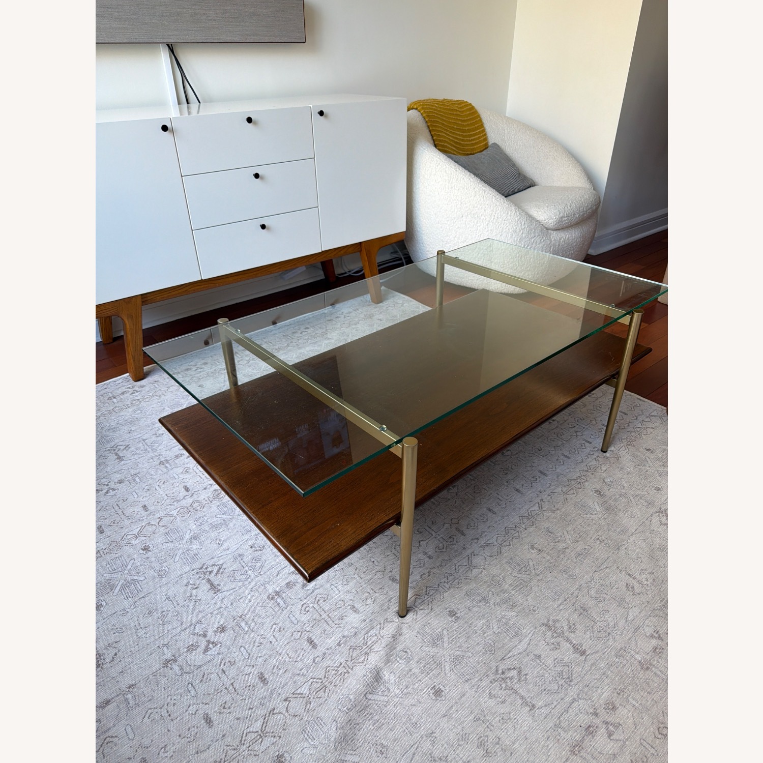West Elm Dark Brown Glass Coffee Table - image-1