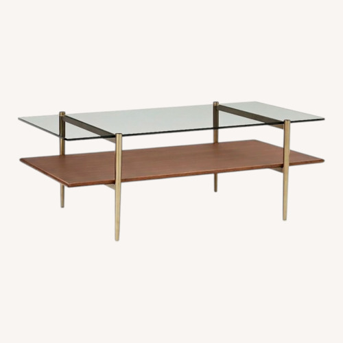 Used West Elm Dark Brown Glass Coffee Table for sale on AptDeco