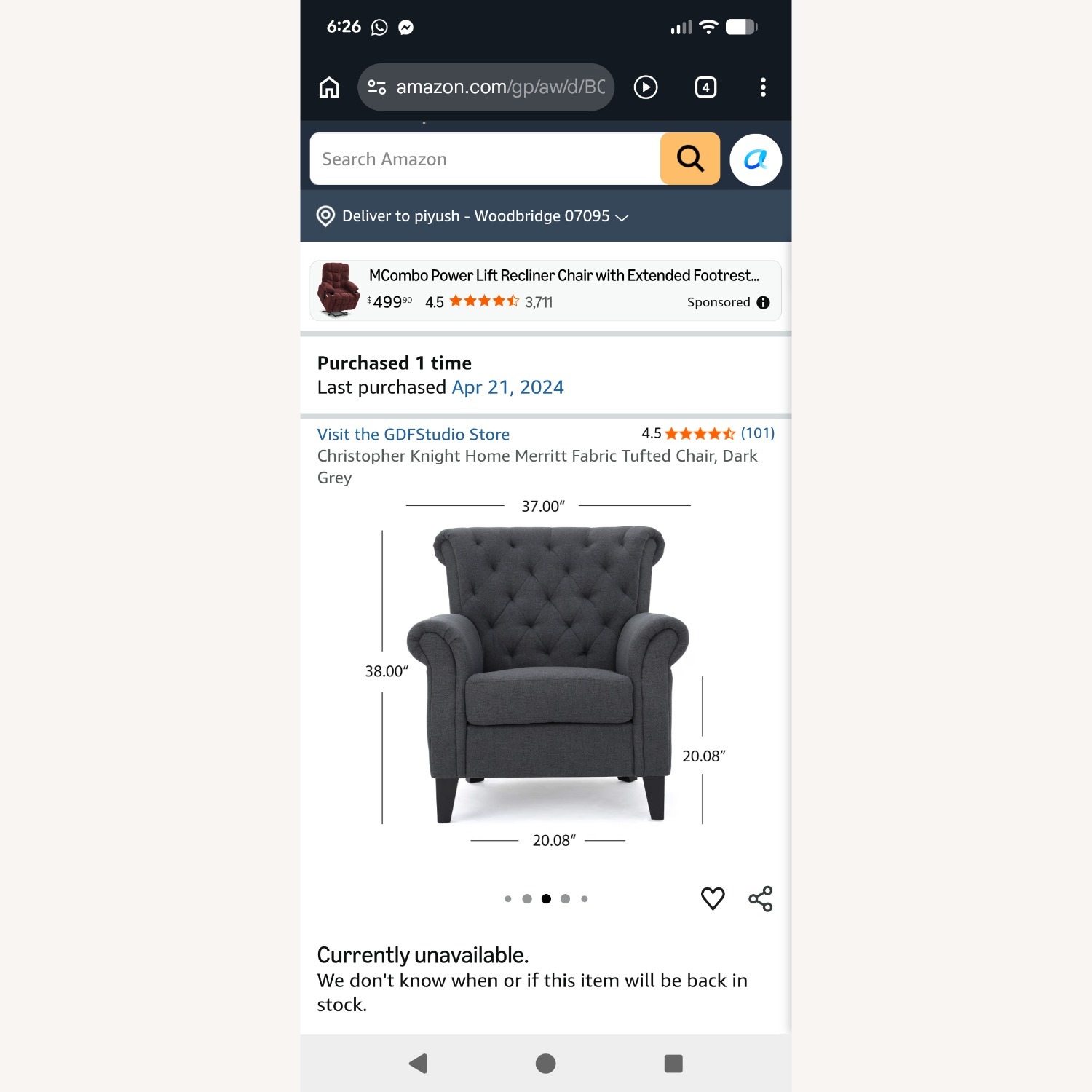 Christopher Knight Home Light Gray Armchair - image-3