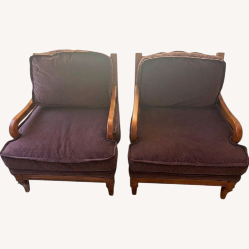Used Sam Moore Purple Fabric Armchairs x 2 for sale on AptDeco