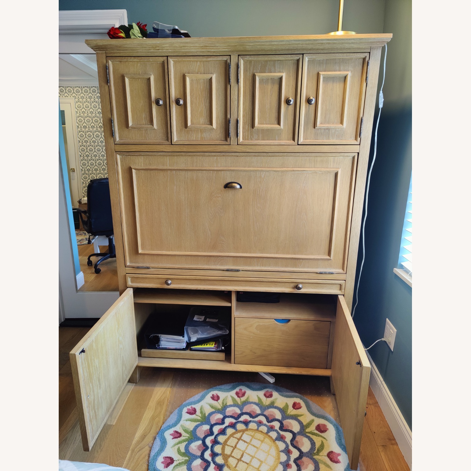 Arhaus Natural Wood Hideaway Computer Cabinet - image-2