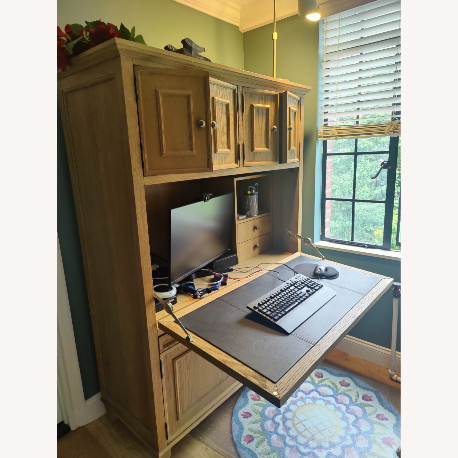 Arhaus Natural Wood Hideaway Computer Cabinet - image-5