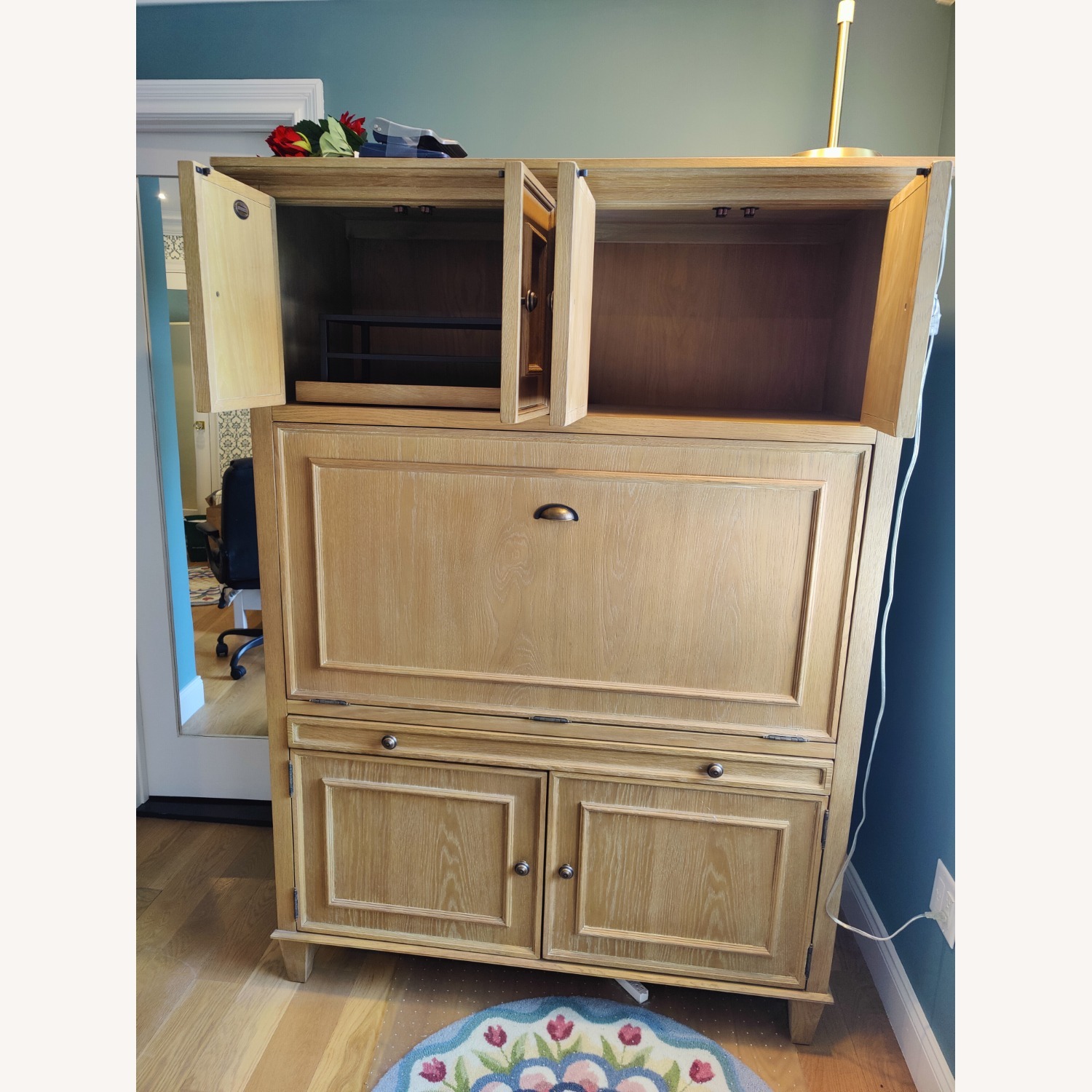 Arhaus Natural Wood Hideaway Computer Cabinet - image-6