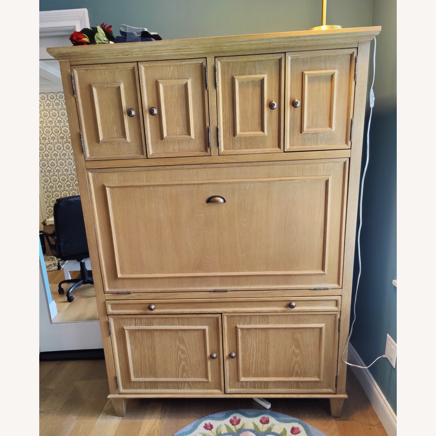 Arhaus Natural Wood Hideaway Computer Cabinet - image-1