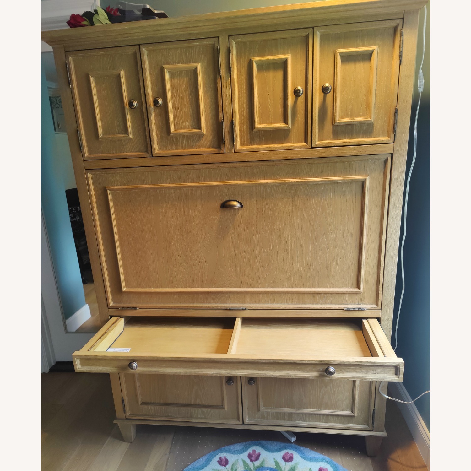 Arhaus Natural Wood Hideaway Computer Cabinet - image-3