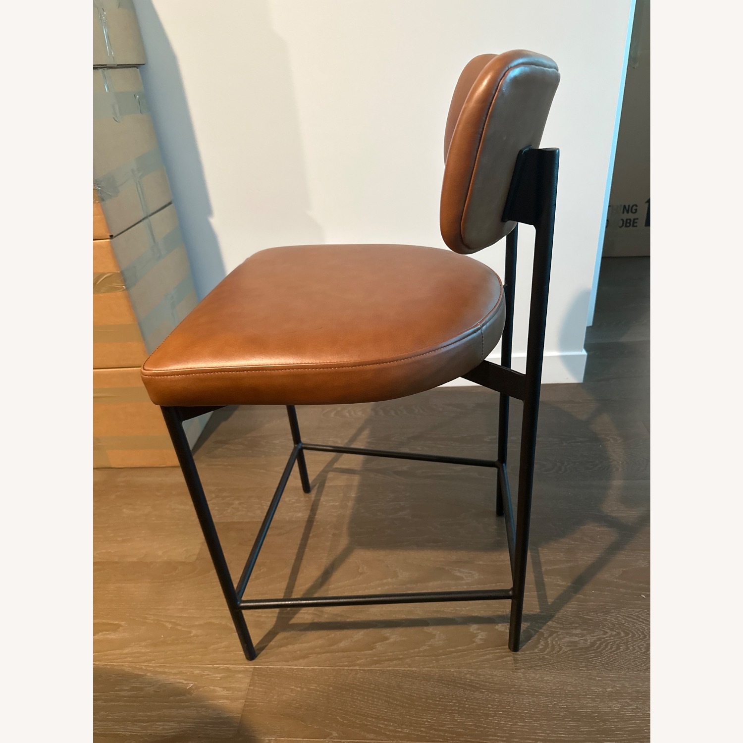 Pottery Barn Maison Light Brown Leather Stools - image-3
