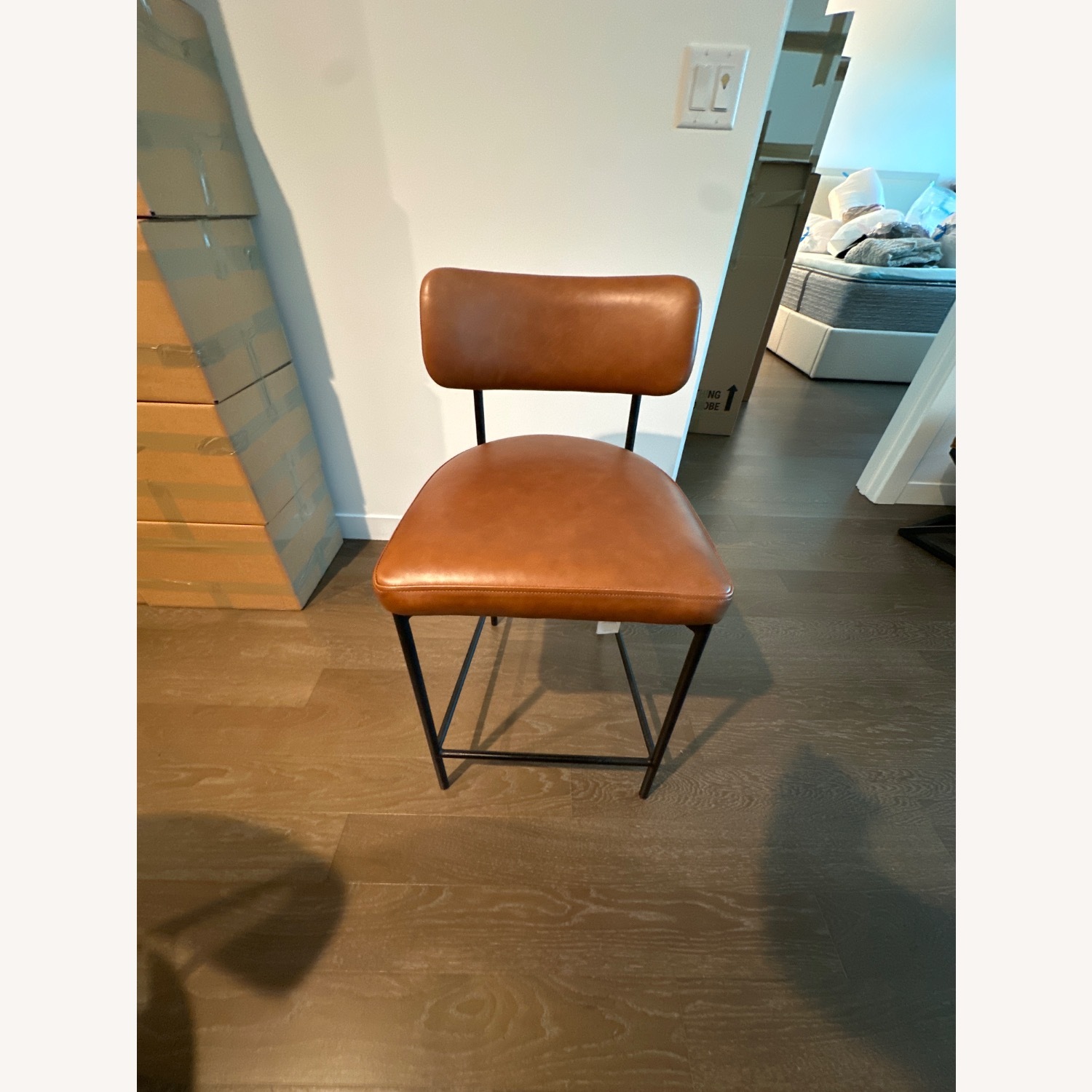 Pottery Barn Maison Light Brown Leather Stools - image-2