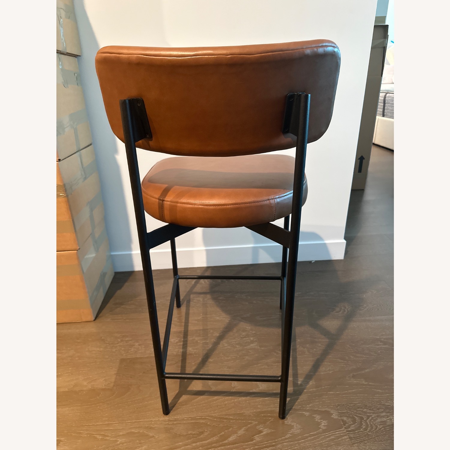 Pottery Barn Maison Light Brown Leather Stools - image-4