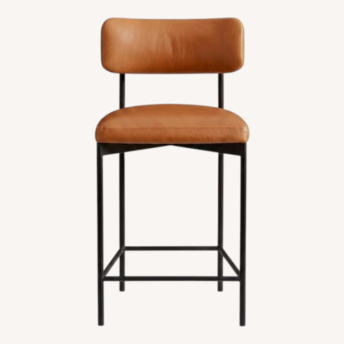 Used Pottery Barn Maison Light Brown Leather Stools for sale on AptDeco