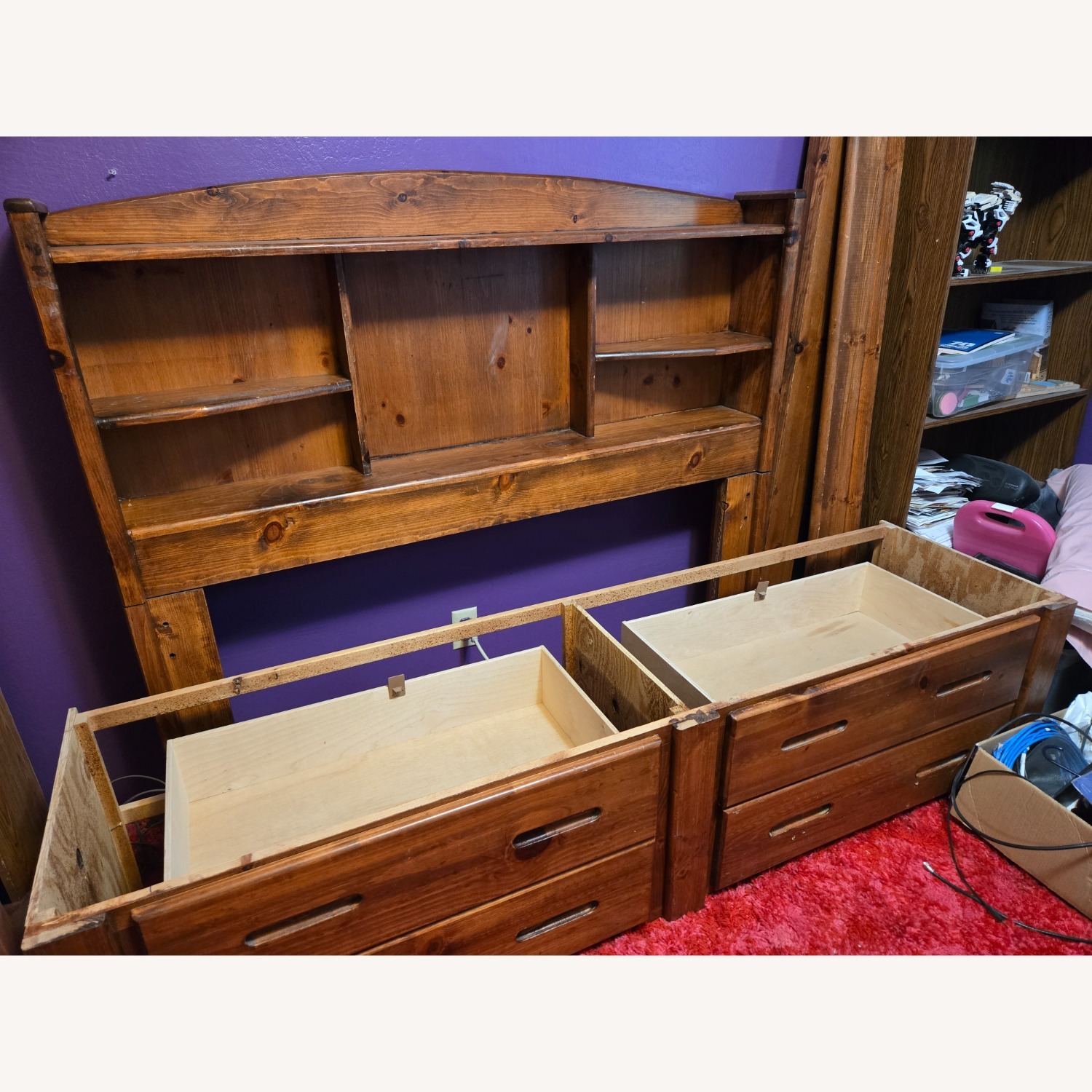 Natural Wood Full Bed - image-2