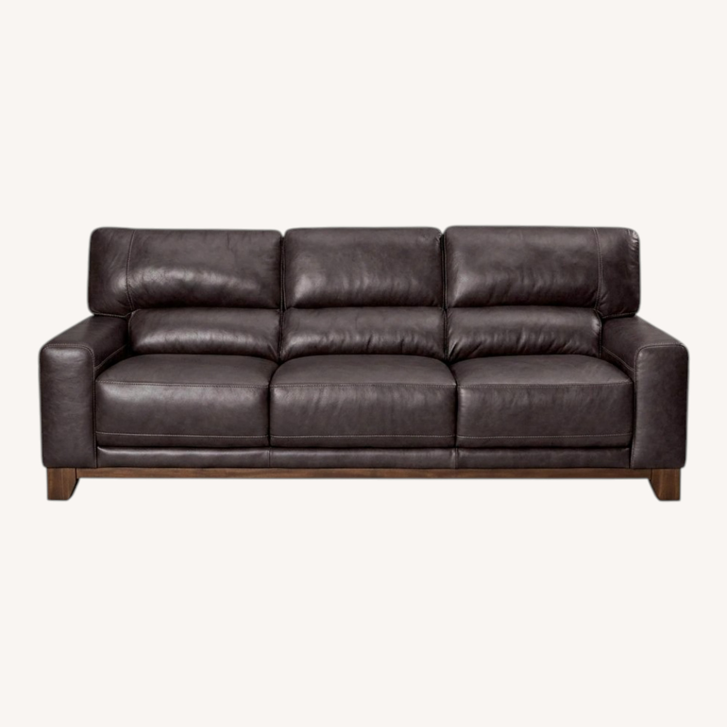 Macy's Black Leather Sofa - image-0