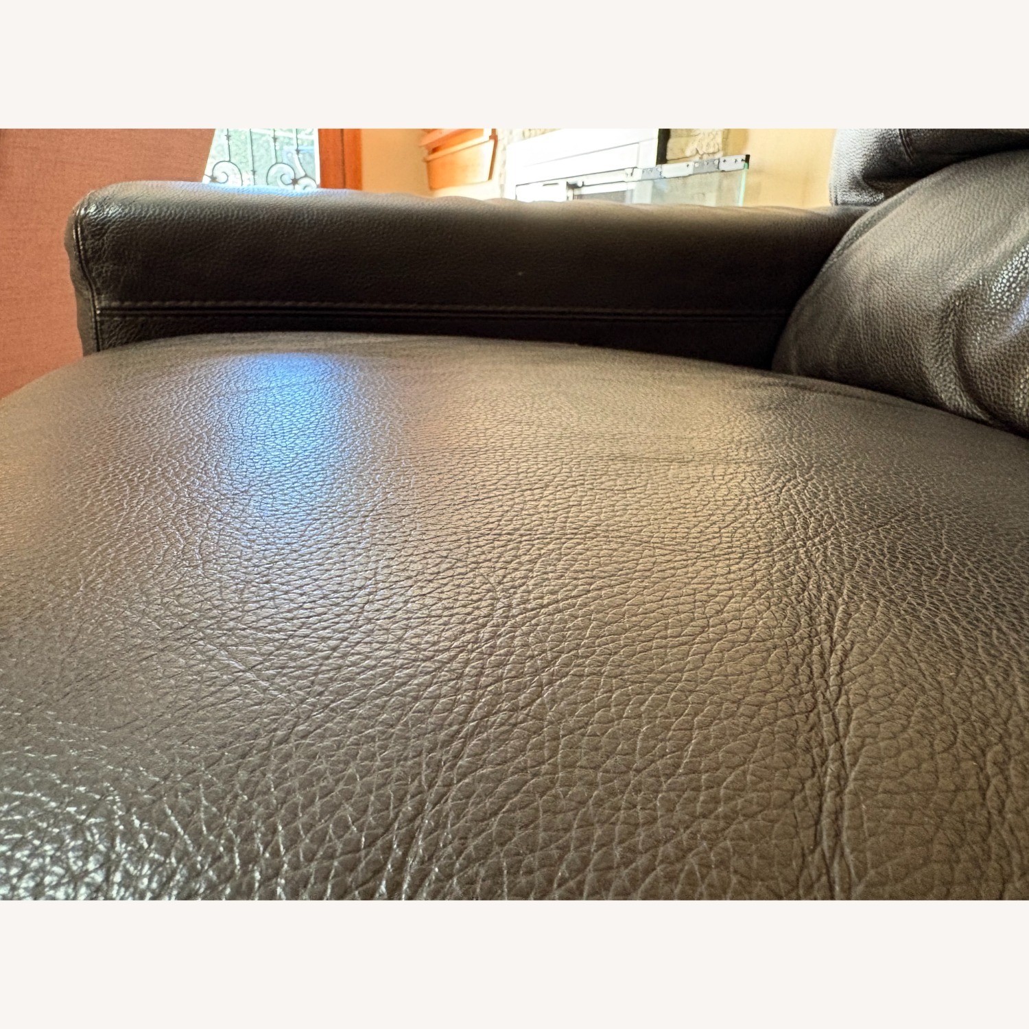 Macy's Black Leather Sofa - image-4