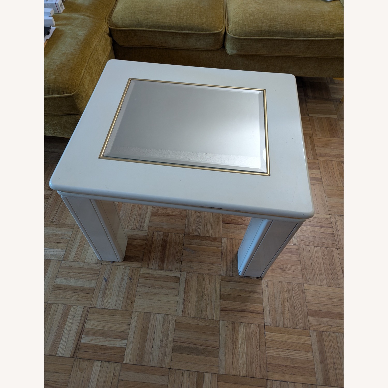 Real Wood Italian Side End Coffee Mirror Top - image-1