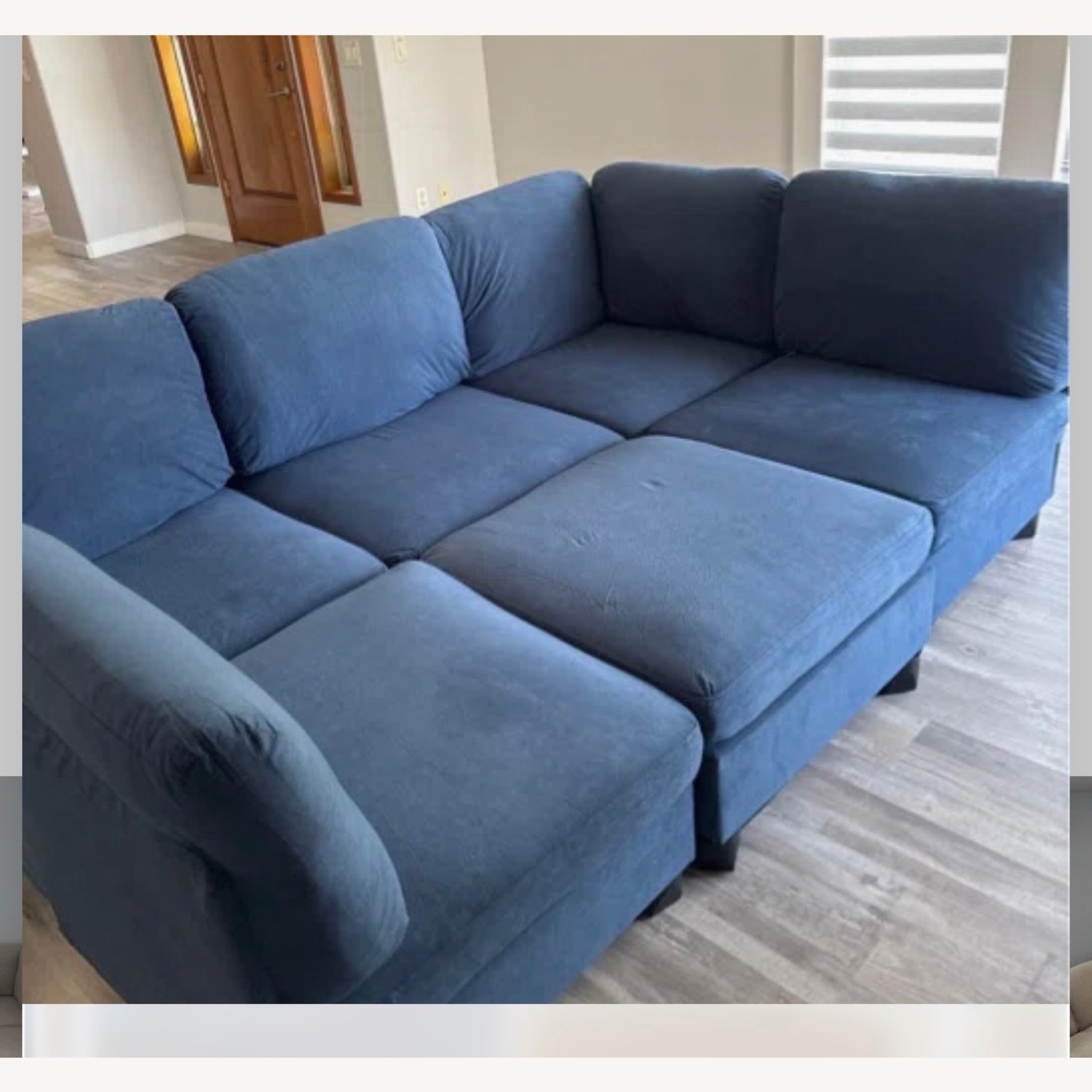 Mercury Row Blue Fabric 3+ Seater Sofa - image-1