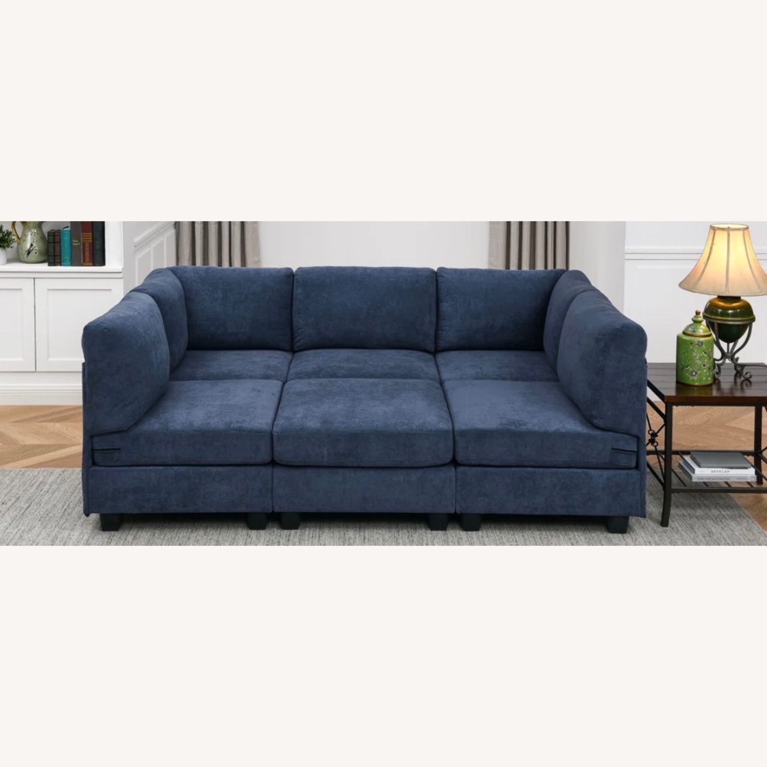 Mercury Row Blue Fabric 3+ Seater Sofa - image-2
