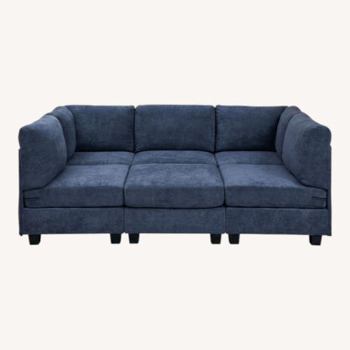 Used Mercury Row Blue Fabric 3+ Seater Sofa for sale on AptDeco