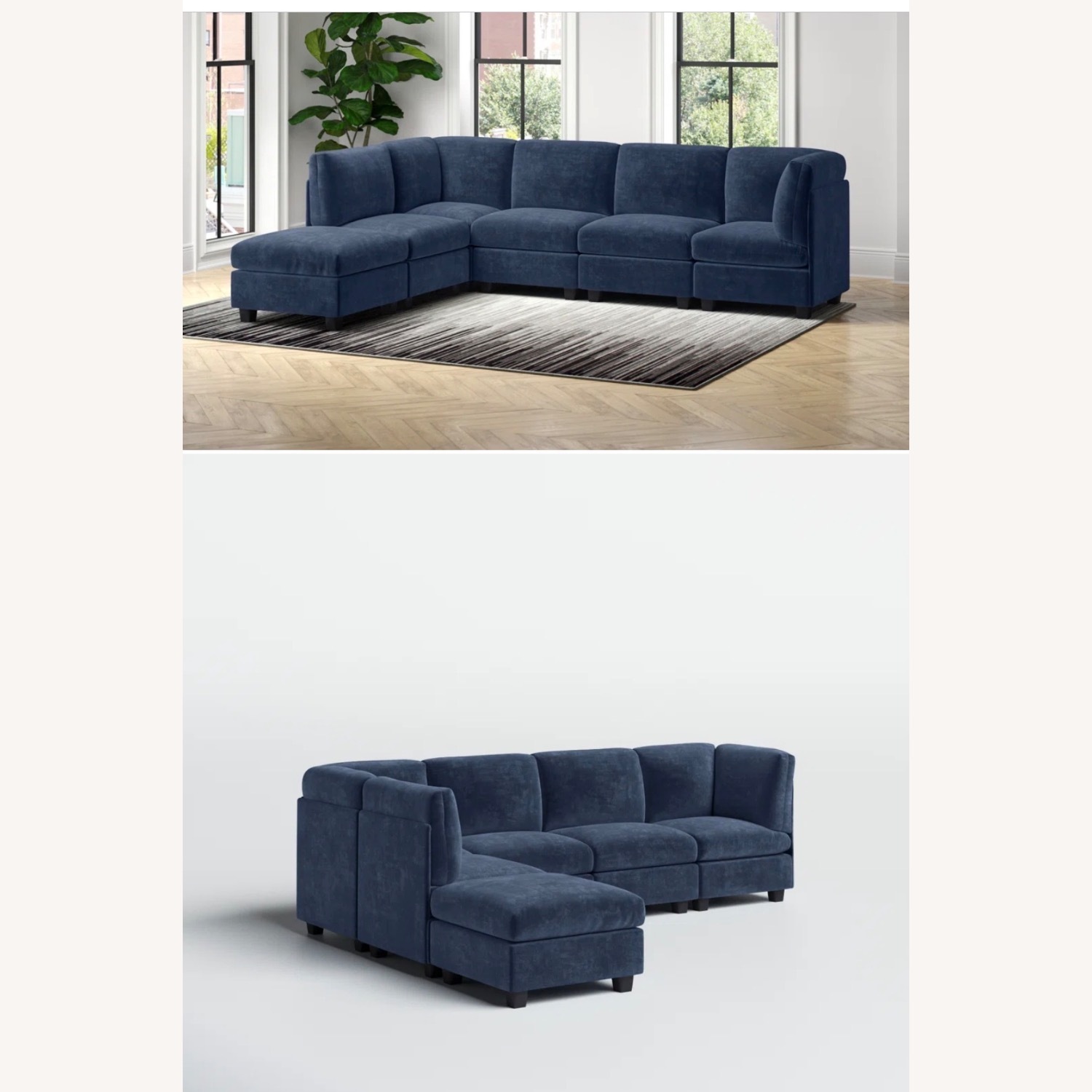 Mercury Row Blue Fabric 3+ Seater Sofa - image-4