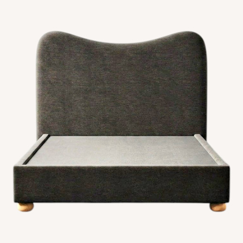 Used Lemieux Et Cie Light Brown Velvet Queen Bed for sale on AptDeco