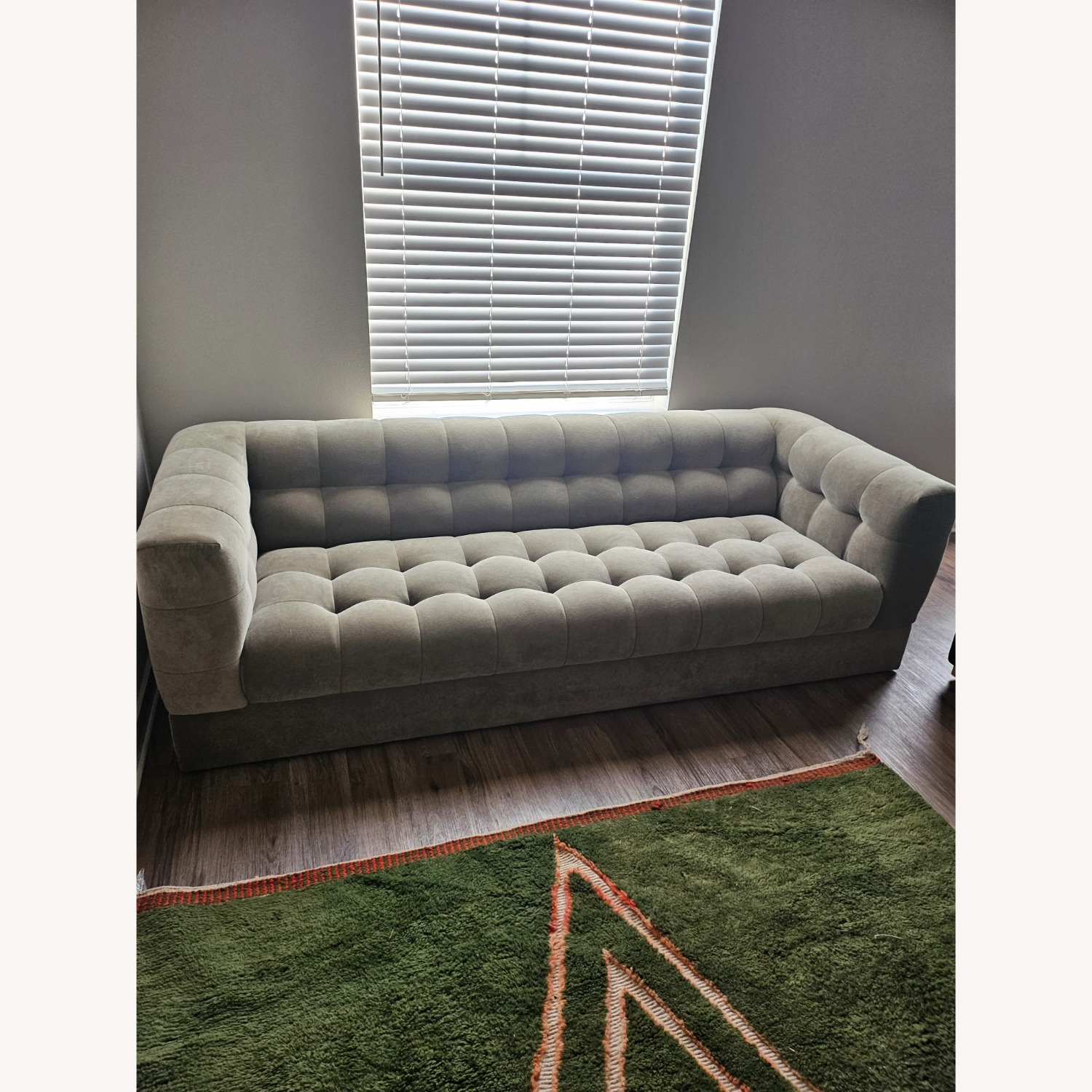 Crate & Barrel Chiltern Green Velvet 3+ Seater Sofa - image-2