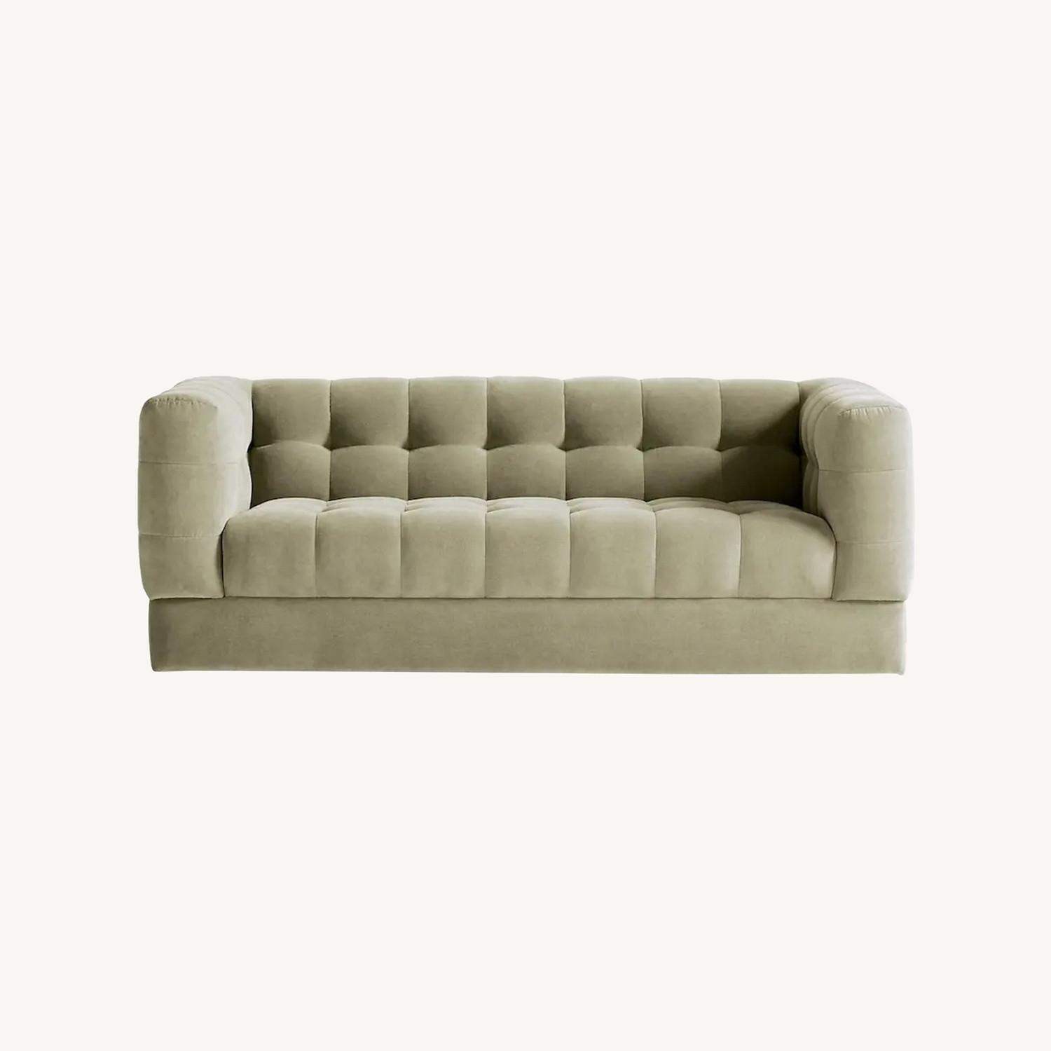 Crate & Barrel Chiltern Green Velvet 3+ Seater Sofa - image-5