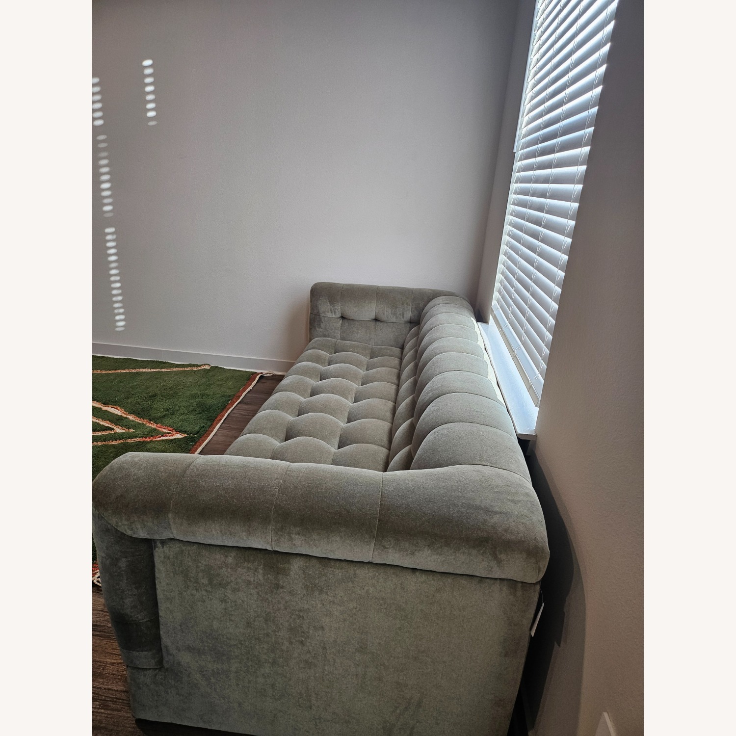 Crate & Barrel Chiltern Green Velvet 3+ Seater Sofa - image-3