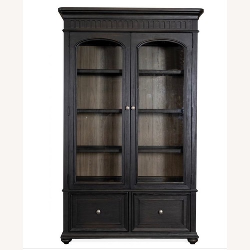 Used Raymour & Flanigan Regency Black Wood Bookcase for sale on AptDeco