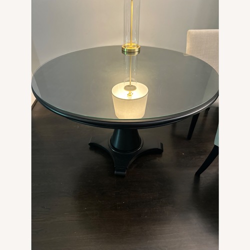 Used 47 “ Ballard Pedestal With Glass Overlay Table for sale on AptDeco