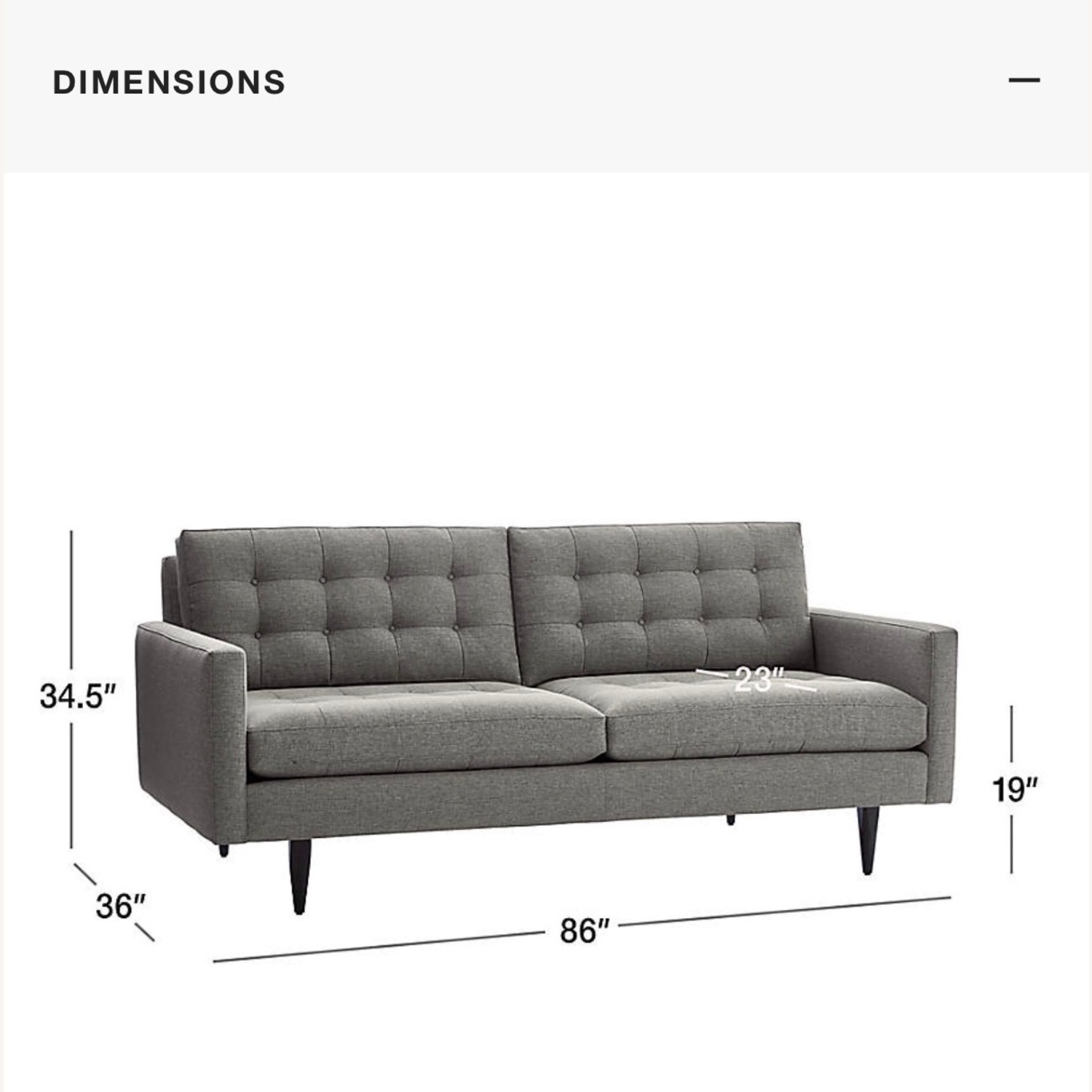 Crate & Barrel Petrie Dark Gray 2 Seater Sofa - image-4