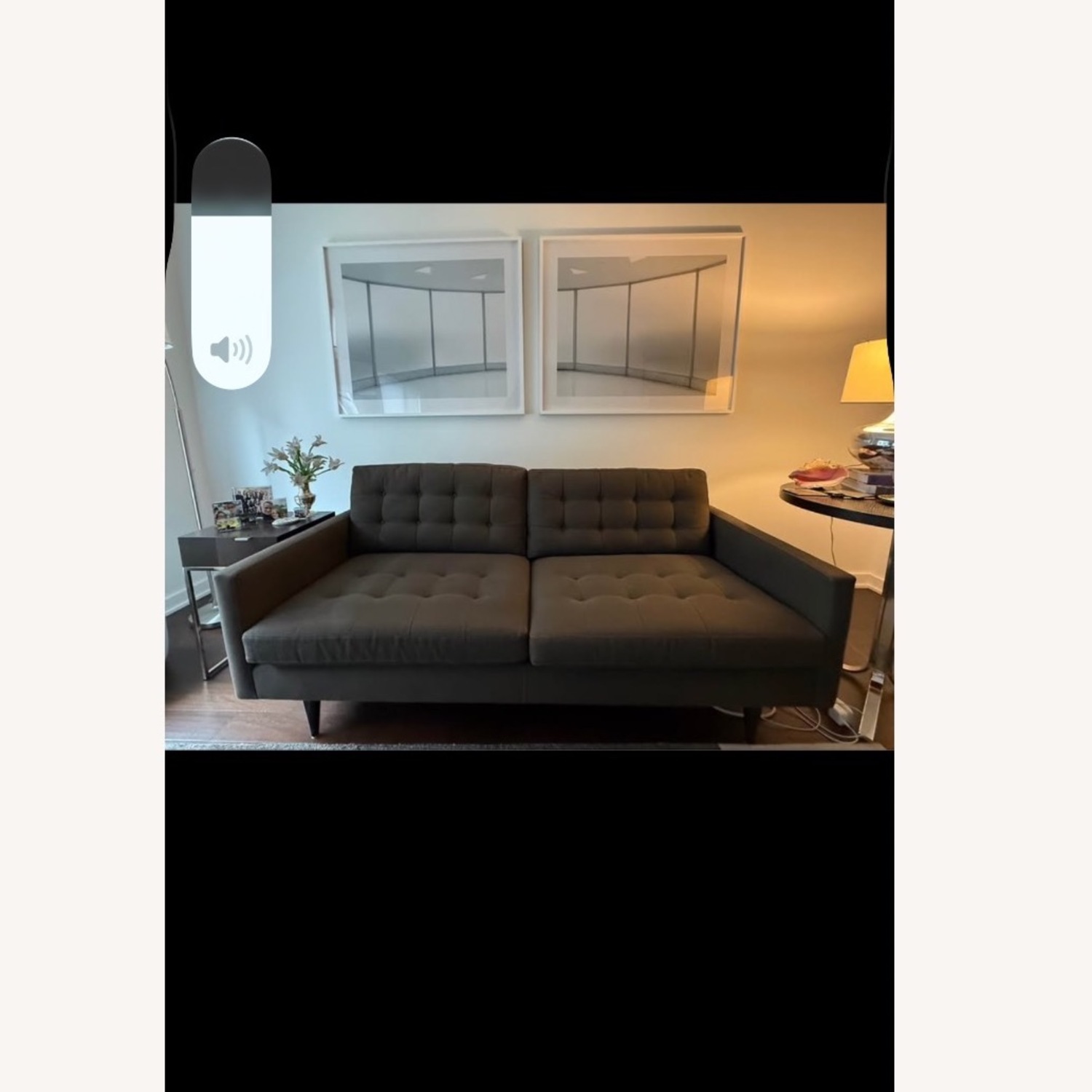 Crate & Barrel Petrie Dark Gray 2 Seater Sofa - image-1
