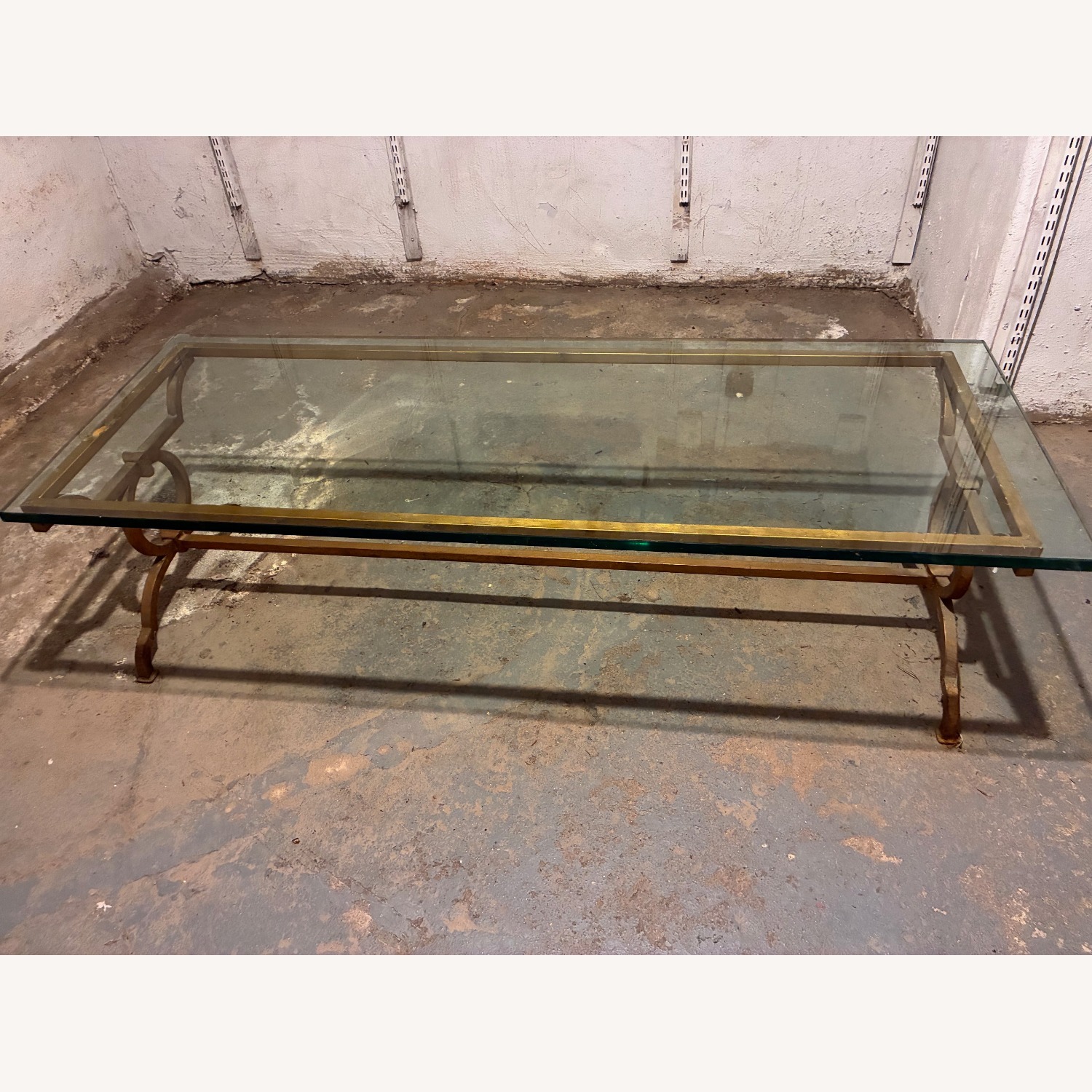 Brass Coffee Table with Glass Top - image-2