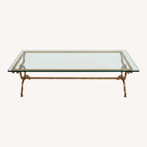 Used Brass Coffee Table with Glass Top for sale on AptDeco