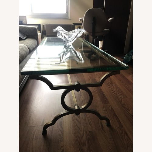 Used Brass Coffee Table with Glass Top for sale on AptDeco