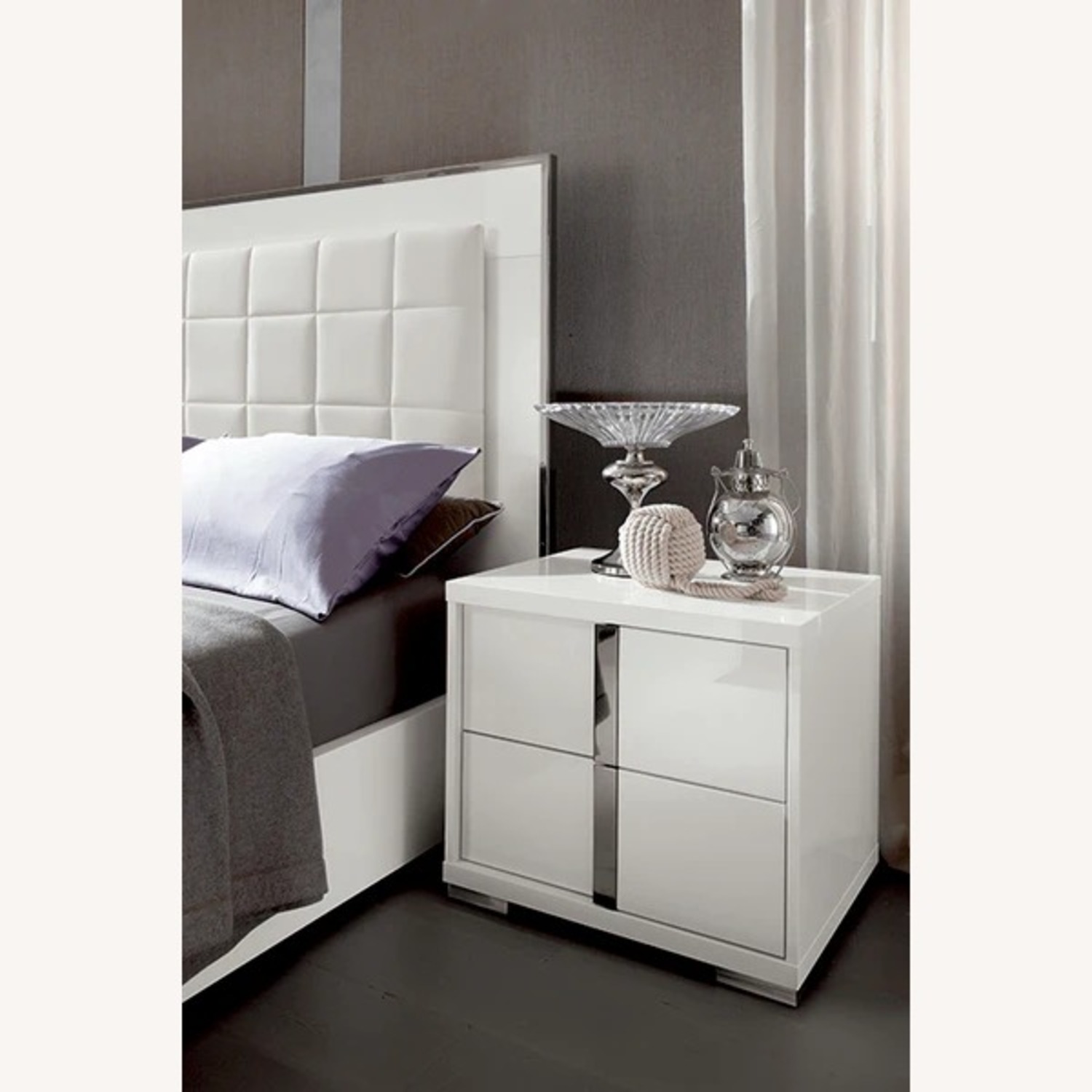 ALF Group Imperia Collection White Nightstand - image-1